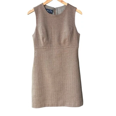 Vintage Ralph by Ralph Lauren Herringbone Sleeveless Wool Dress Size 6 Brown USA - Image 1 of 4