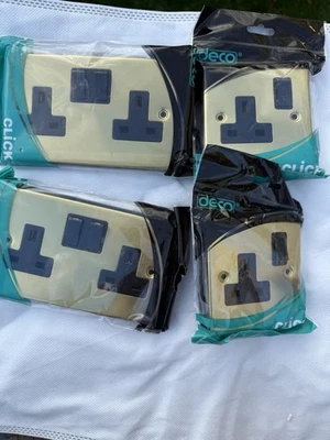 For Sale Are Brand New Click Deco Satin Brass Sockets All Still Factory Sealed - Image 1 of 2