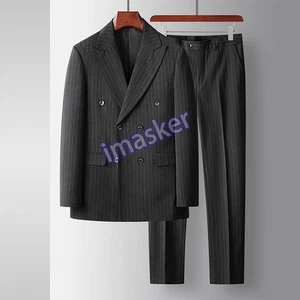 Men's Suit Spring Autumn Youth Double-breasted Suits Business Wedding - Picture 1 of 17