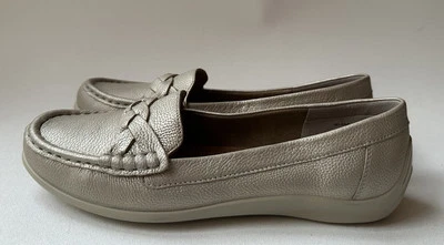 Lo último "Selena" Zapatos Mocasines Trenzados Sin Cordones de Cuero Bronce para Mujer Talla US 9.5 Foto 1 de 4