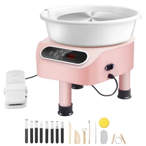 Pottery Wheel 10in Ceramic Wheel Foot Pedal Touch Screen 350W 3 Legs Pink - Picture 1 of 12