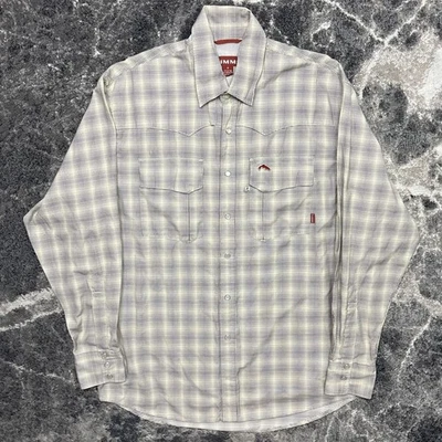Simms Big Sky Shirt Mens Medium Fishing Pearl Snap Vented Long Sleeve UPF 50 - Image 1 of 4