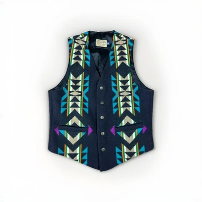 VTG Pendleton High Grade Western Wear Aztec Vest Men's Size 38 Buttons - Image 1 of 4