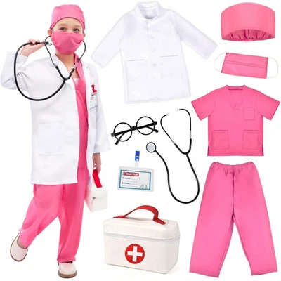 Disfraz de médico Kit de juego de simulación con abrigo de laboratorio Bolsa de transporte Accesorios Halloween... Foto 1 de 4