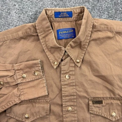 Pendleton Rancher Shirt Large Tan Long Sleeve Button Down 100% Cotton Work Men's - Image 1 of 4