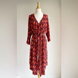 ZARA TRAFALUC rot-weißes auffälliges plissiertes Wickelkleid Large - Bild 1 von 5