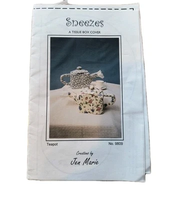 Sneezes Quilted Tissue Box Cover Teapot #9809 by Jen Marie - Uncut Craft Pattern - Image 1 of 3
