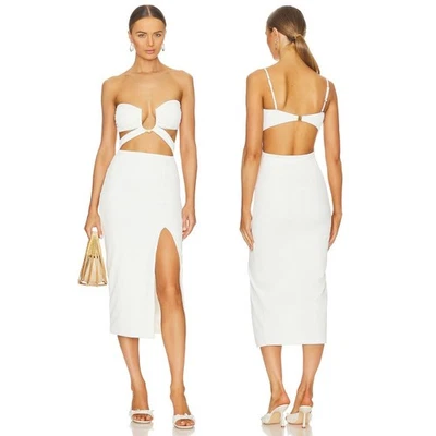 Vix Paula Hermanny Zene Ester Midi Dress Beachy Party Summer White Small - Image 1 of 4