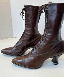 Women’s Edwardian/Victorian 1900-1910 Leather Lace Up Boots Peters St. Louis - Picture 1 of 12