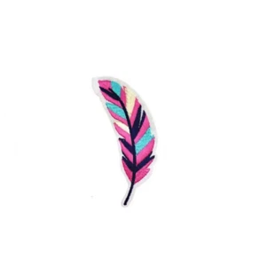Feather Embroidery Patch Iron on Sew on Beautiful Pink Feather - Picture 1 of 2