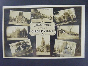 Circleville Ohio Multiview Main Street Courthouse Foto Real Postal RPPC 1911 - Imagen 1 de 2