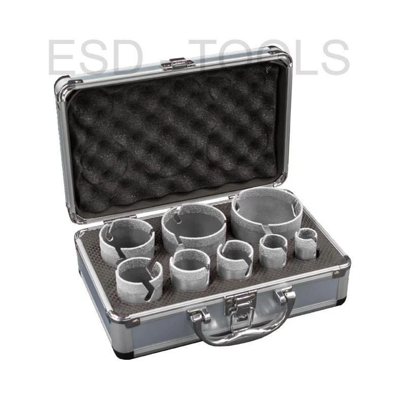 ESD TOOLS Premium Diamant-Fliesenbohrkronen Set Vakuum 8-teilig Diamant-Fliesenbohrer