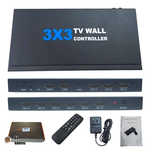 Procesador de pared de video 3x3 procesador y controlador de caja de conmutación de TV -14 divisiones flexibles - Imagen 1 de 13