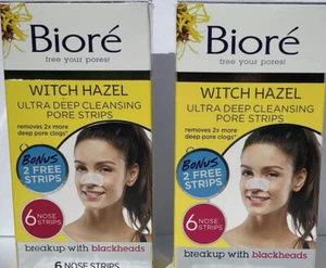 2 Biore Ultra Deep Cleansing Pore Strips, Witch Hazel, 6+2 Strips Ea - Picture 1 of 5