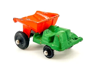 Vtg Barclay Metal Mites Bottle Series Dump Truck Green and Orange Man Cave NICE! - Picture 1 of 11