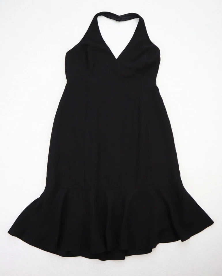 Vestido para mujer Chaps talla 8 negro halter fiesta cóctel volantes dobladillo Foto 1 de 4