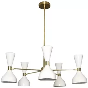 MidCentury Stilnovo Design 5 Arms 10 Lights celling Chandelier Modern Sputnik - Picture 1 of 7