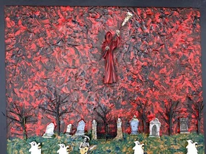 The Graveyard Original Painting Art By Aaron Goodwin 1/1 Canvas Size 12x16 - Picture 1 of 5