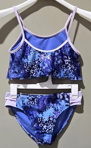 Under Armour Size XL 14 Blue & Purple Watercolors Design 2 Pc Bikini Swim Suit - Picture 1 of 7
