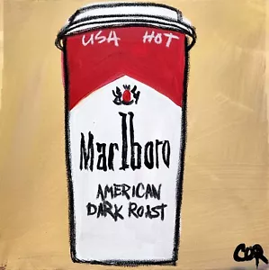 CORBELLIC EXPRESSIONISM 12X12 MARLBORO CUP HANDMADE SIGNED COLORFUL ART PAINTING - Picture 1 of 9