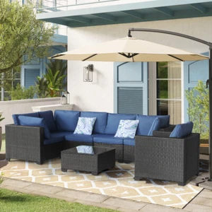 7pcs Patio Furniture Sets Conversation Sets Balcony Furniture Outdoor Sectional - Picture 1 of 10