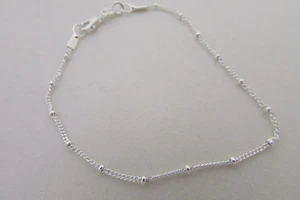 Bonito brazalete de plata esterlina bola satélite y tobillo de cadena para mujeres adolescentes - Imagen 1 de 3