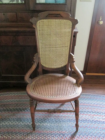 Antique Victorian Caned Seat and Back Walnut  Parlor Chair Local Pick Up Only Cover