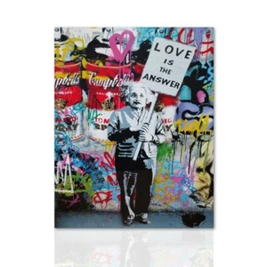Quadro Moderno L'amore Tributo Andy Warhol Stampa su tela Street Art Canvas - Picture 1 of 6
