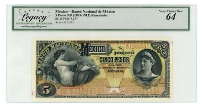 ND Banco Nacional de Mexico 5 Pesos Legacy UNC 64 SCWPM#S257 (64343) - Image 1 of 2