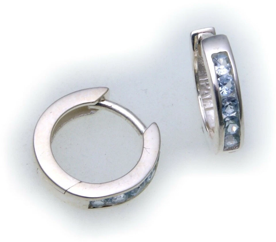 Nobile Orecchini Pieghevole a Cerchio Acquamarina Vero Argento 925 Qualità - Immagine 1 di 2