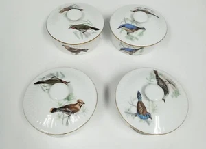 LOUROUX LE FAUNE PORCELIAN DISH FRANCE SET OF 4 BIRD - Picture 1 of 5
