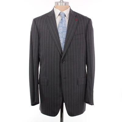 Isaia NWT 100% Wool Two Piece Suit Size 54L US 44L Gray w/ Light Gray Pinstripes - Image 1 of 4