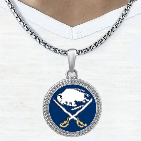 Large 24" Buffalo Sabres Mens Womens Link Chain Pendant Necklace w Gift Pkg D22 Cover