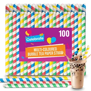 50-500 Bubble Tea Straws Paper Jumbo Extra Wide Smoothie Boba Milkshake Drinking - Picture 1 of 14