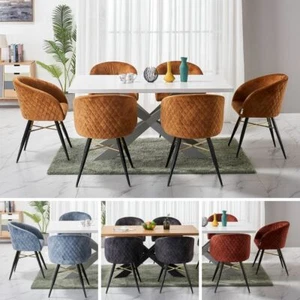 Grande Roble Blanco Mesa de Comedor 4 O 6 Asientos Con Bañera/ Cubo Velvet Silla - Imagen 1 de 25