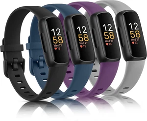 4 Pack Bands for Fitbit Inspire 3 Bands Women Men, Soft Silicone Wristband Sport - Picture 1 of 7