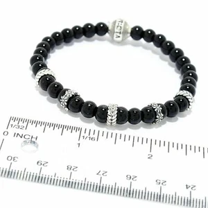 "NUEVO Pulsera elástica Invicta Unisex Reserve 925 7" con cuentas de vidrio negro - Imagen 1 de 2