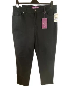 Pantalones de mezclilla Gloria Vanderbilt, negros Amanda, pierna cónica, elástico supremo talla 18 nuevos con etiquetas - Imagen 1 de 7