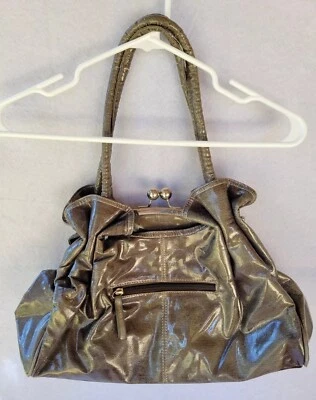 Clutch Purse Clam Shell Evening Bag Dark Green Snake Skin Style Beautiful Rare - Image 1 of 4