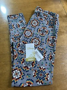 LuLaRoe Disney Kids' Tall And Curvy Mickey Mouse Aztec Rainbow GREY Legging - Picture 1 of 9