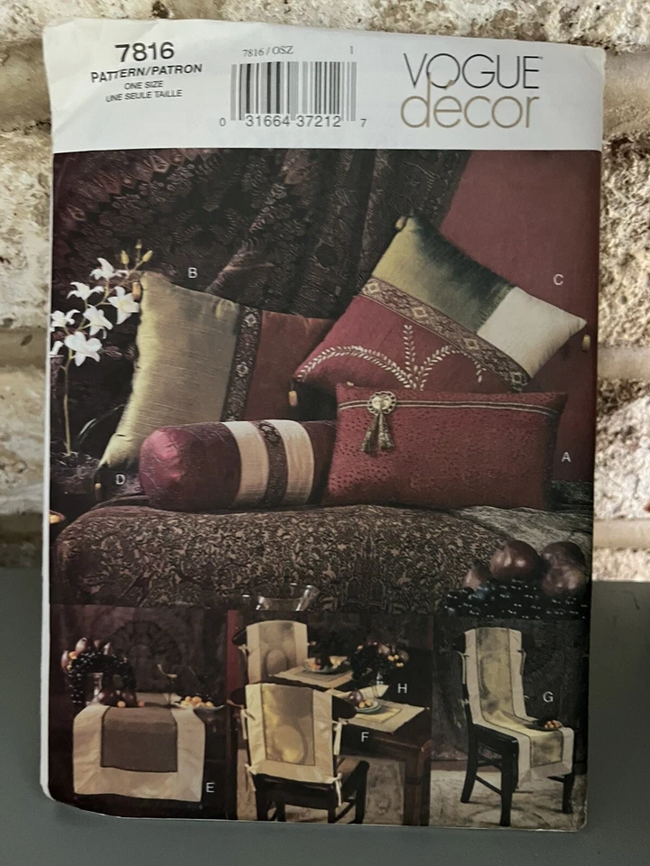 Vogue Decor Pattern 7816 for Home Accessories Uncut - Image 1 of 1