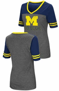 Ladies Michigan Wolverines Junior Sized MC Twist V Neck T Shirt - Picture 1 of 5