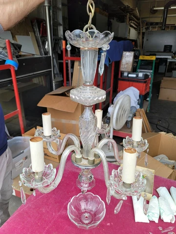 Beautiful Vintage 5 Arm Crystal Chandelier.1940's Cover