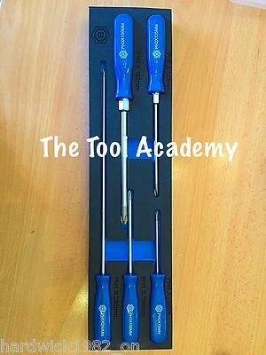 BRITOOL HALLMARK LONG PHILLIPS SCREWDRIVERS IN FOAM PH0 PH1 PH2 PH3 - Image 1 of 2