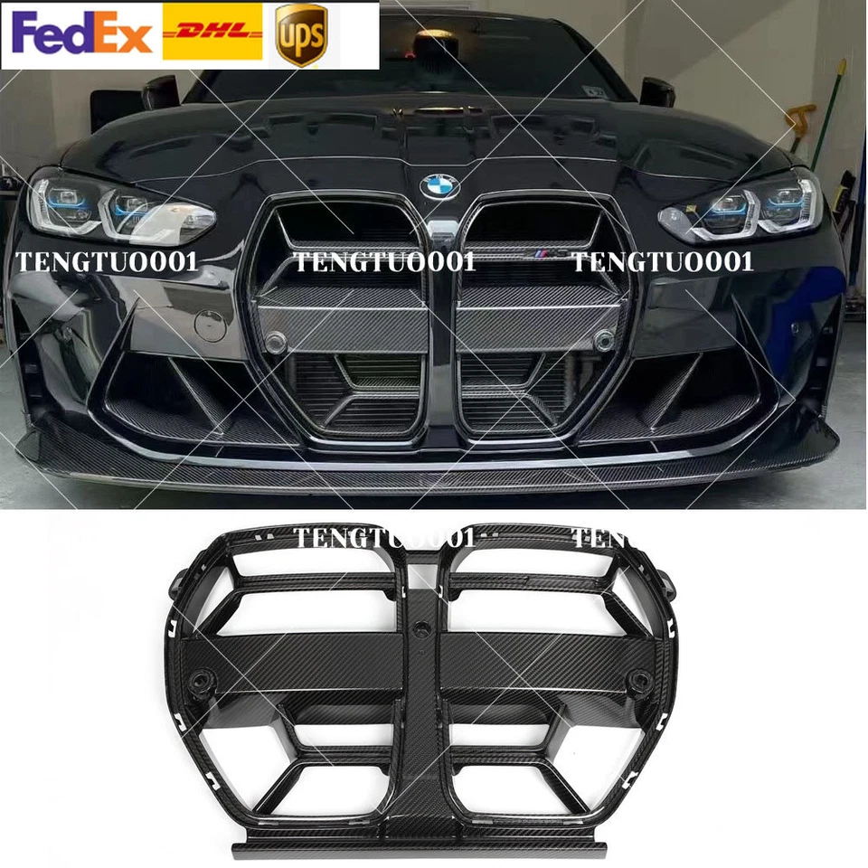 REAL CARBON FIBER V STYLE NOSE GRILL GRILLE FOR 2021-2023 BMW M3 G80 M4 G82 G83 - Image 1 of 4