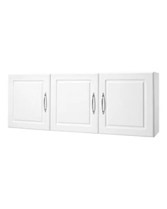 54 in Laundry Room Wall Cabinet 2-Tier Kitchen Cupboard with 3 Doors White - Picture 1 of 12