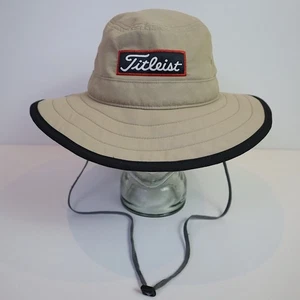 Titleist Golf Sun Hat L/XL Khaki Wide Brim Bucket Hat UV Protection Strap - Picture 1 of 10