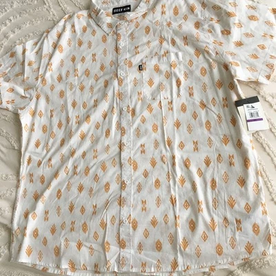 NWT  Reef Ehite/yellow  Shirt 2XL Short Sleeve Foto 1 de 4