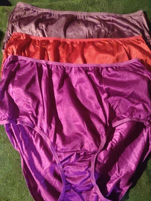 3 Pair Size 10 vintage fruit of the loom Brief 100% nylon panties Silky Soft - Image 1 of 3