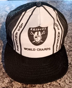 Vintage Los Angeles Raiders Mesh Trucker Snapback Hat New Era Pro Model 70s 80s - Picture 1 of 3